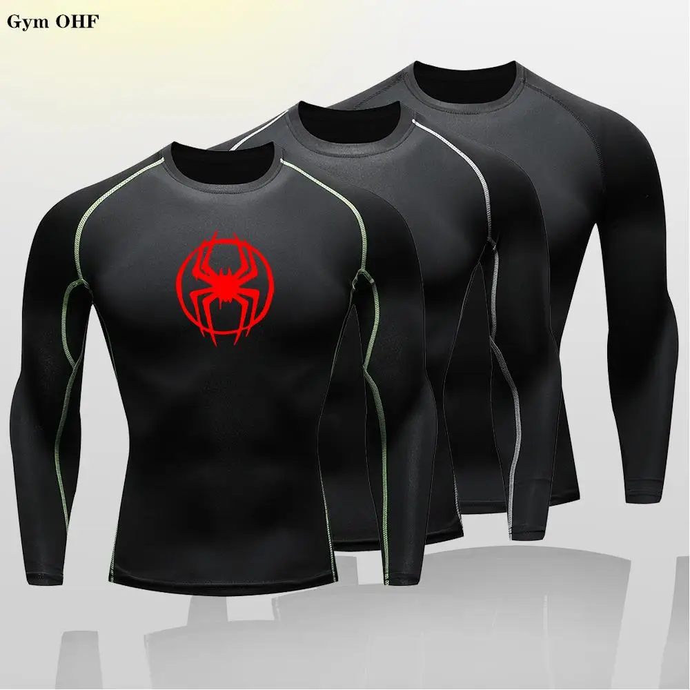 Children Spider Print Compression Shirt Kids Quick Dry T-Shirt Gym Running Jersey Breathable Short Sleeve Jiu-Jitsu Tees Legging