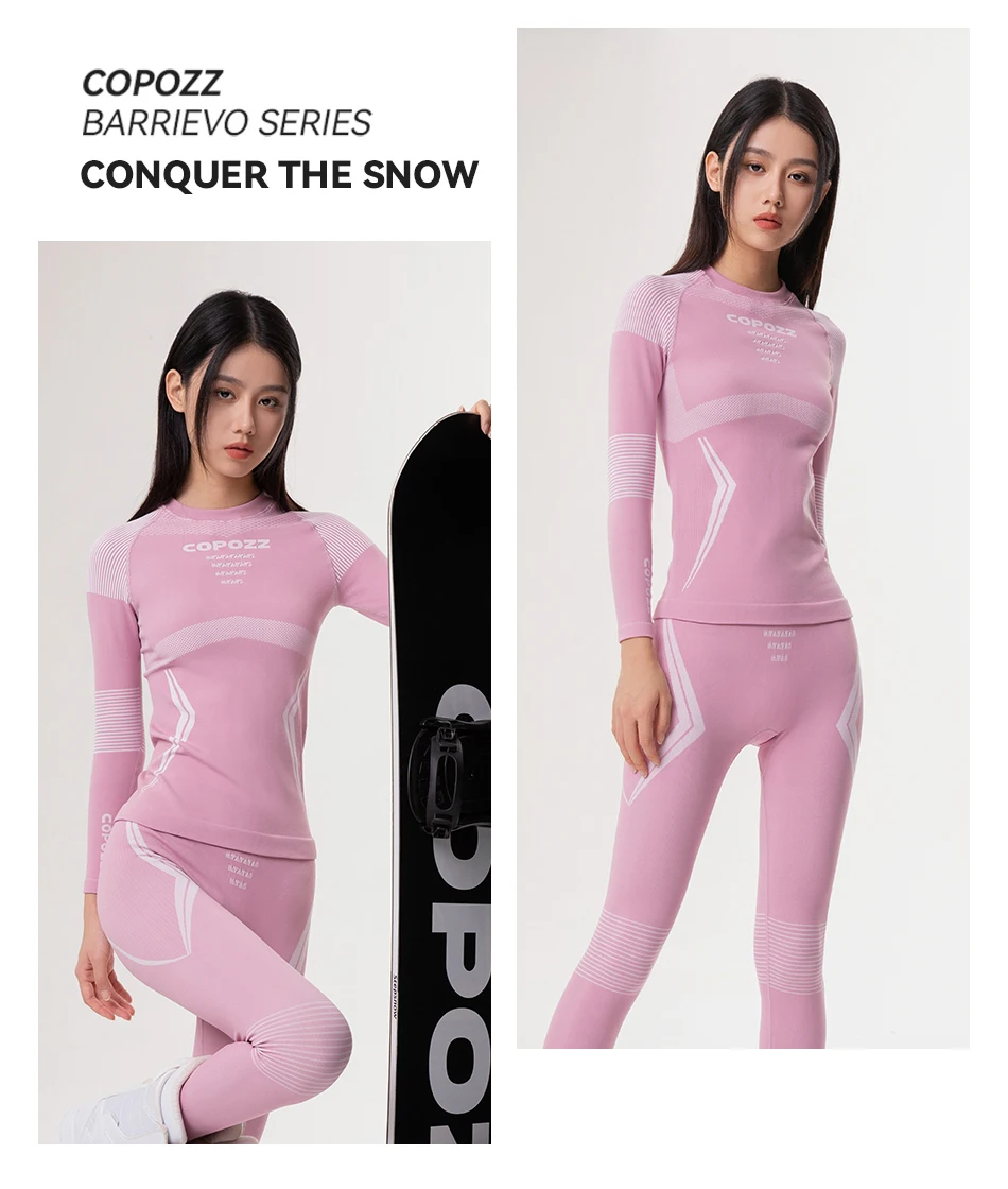COPOZZ Männer Frauen Ski Thermo-Unterwäsche-Sets, schnell trocknend, funktioneller Kompressions-Trainingsanzug, enge Snowboard-Tops und Hosen für Erwachsene – Detail 15