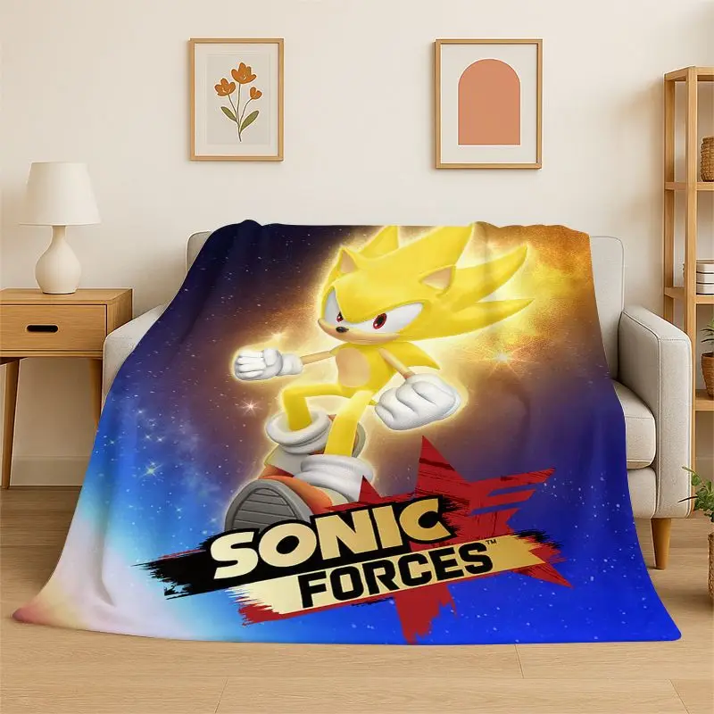 Classic Game S-Sonic Cartoon Soft Flannel Throw Blanket,Cozy Blanket for Bed,Couch,Sofa,Bedroom,Living Room,Travel,Picnic kids