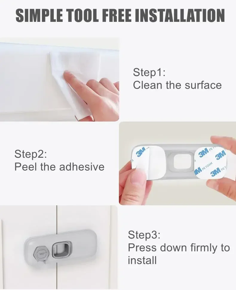 Serratura di sicurezza per bambini per porte Confezione da 5 armadietti per frigorifero Forno Serratura per cassetti Casa Bambino Anti pizzico Protezione di sicurezza per bambini