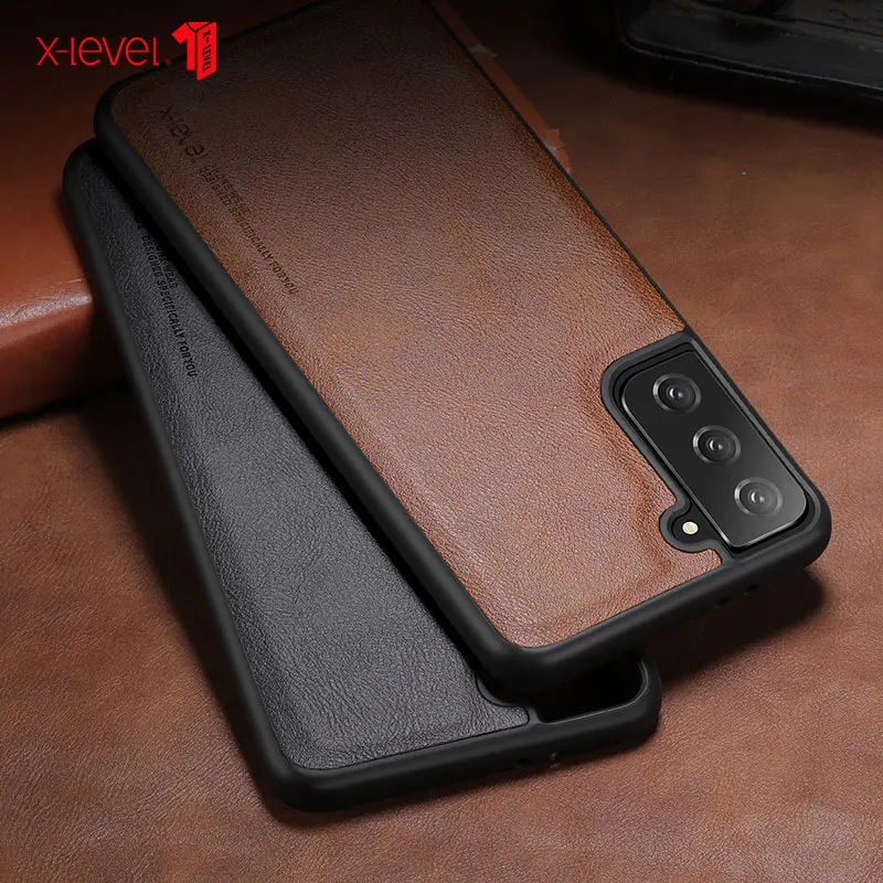 10 Piece X-Level Leather Case For Samsung S22 S21 S20 S10 S9 Note 20 10 9 Plus A72 A52 A32 A42 A22 5G Plain Back Phone Cover