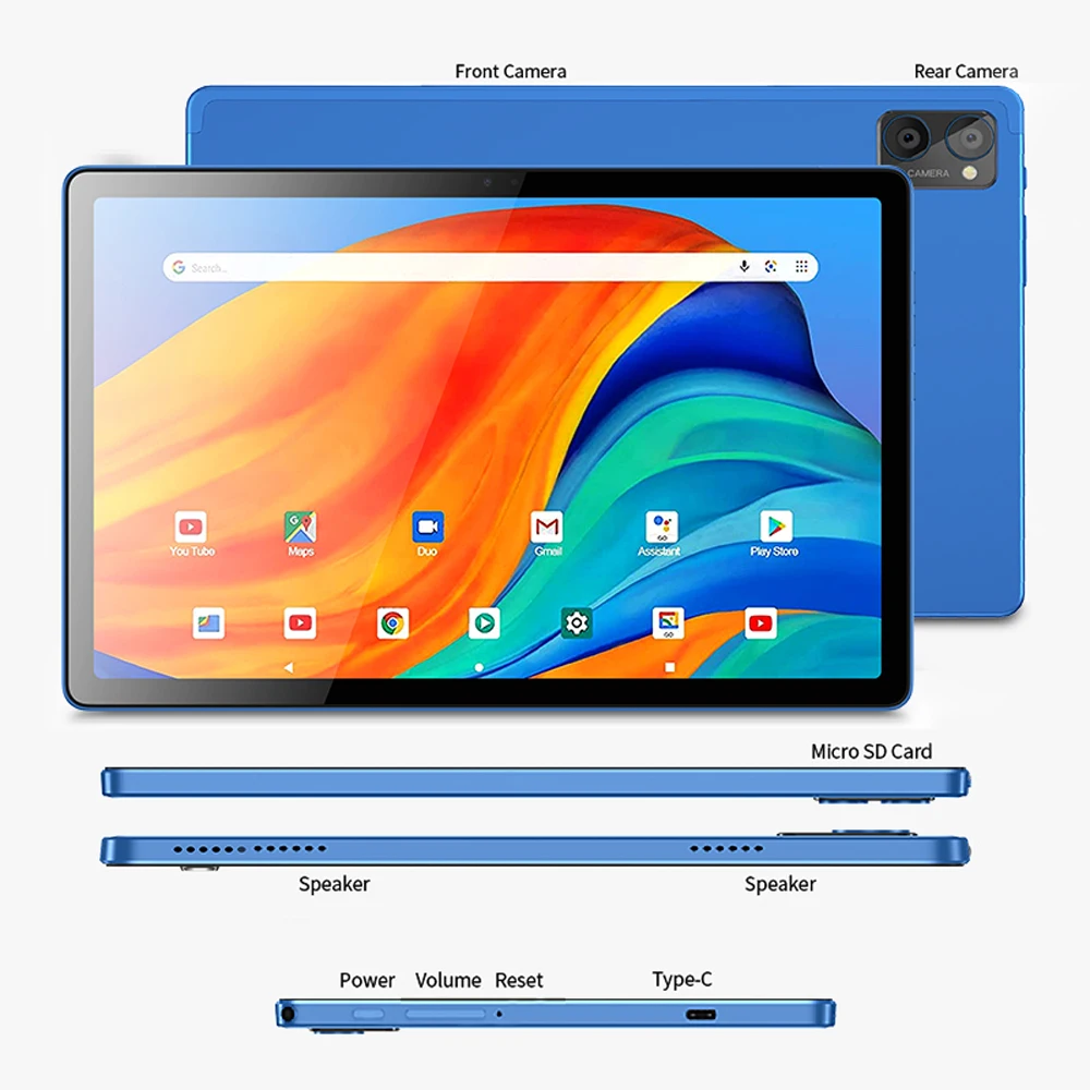 BDF Y7 Max Android 12 Tablet 10.1 Inch HD+ 90Hz Display TÜV Rheinland Octa Core Cpu 8GB RAM 256GB ROM 8000mAh 18W 4G LTE Tab