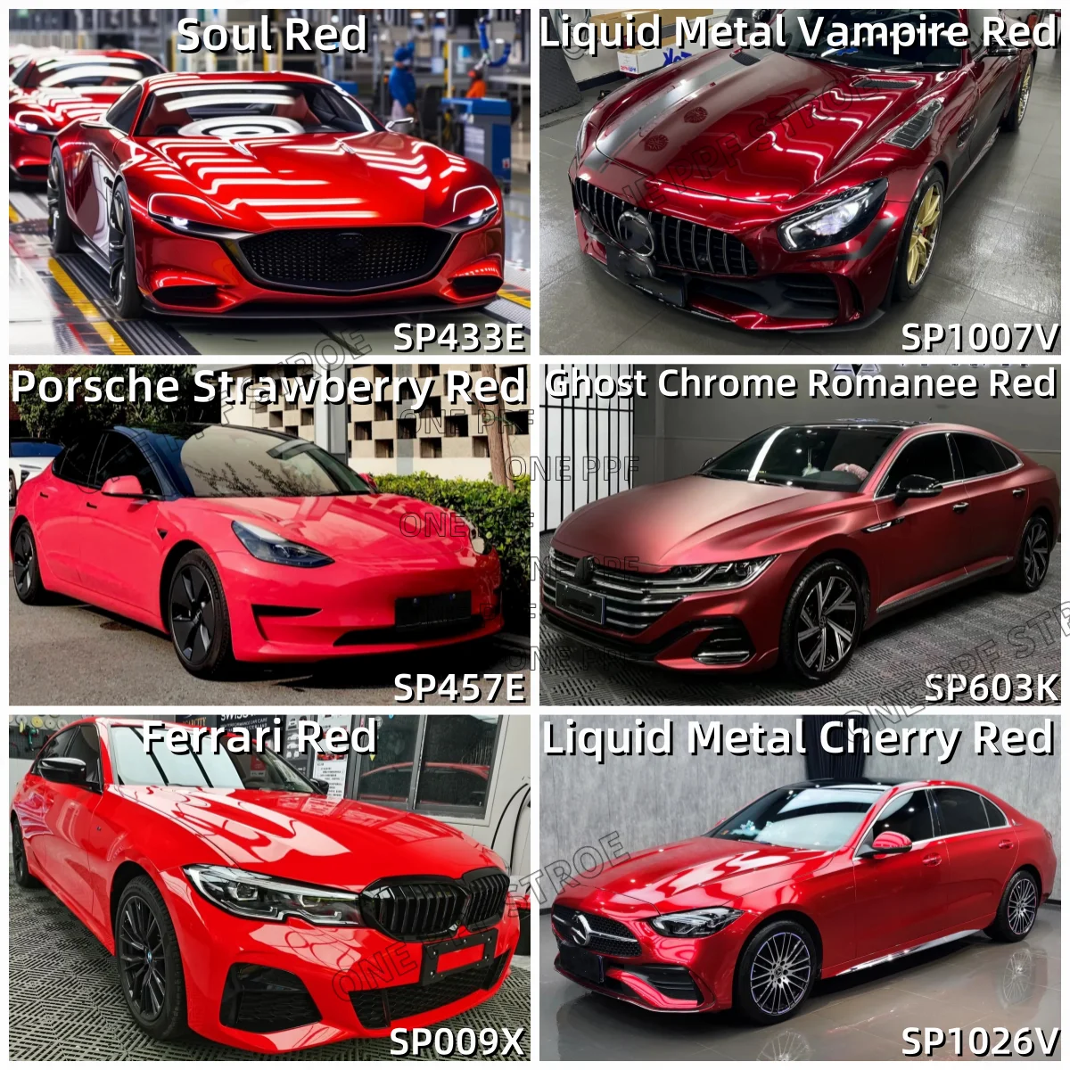 

1.52*18m/5*59ft High Quality Factory Price Selfadhesive Full Body Red color series Car Wrap Wrapping Vinyl Roll Film For Car