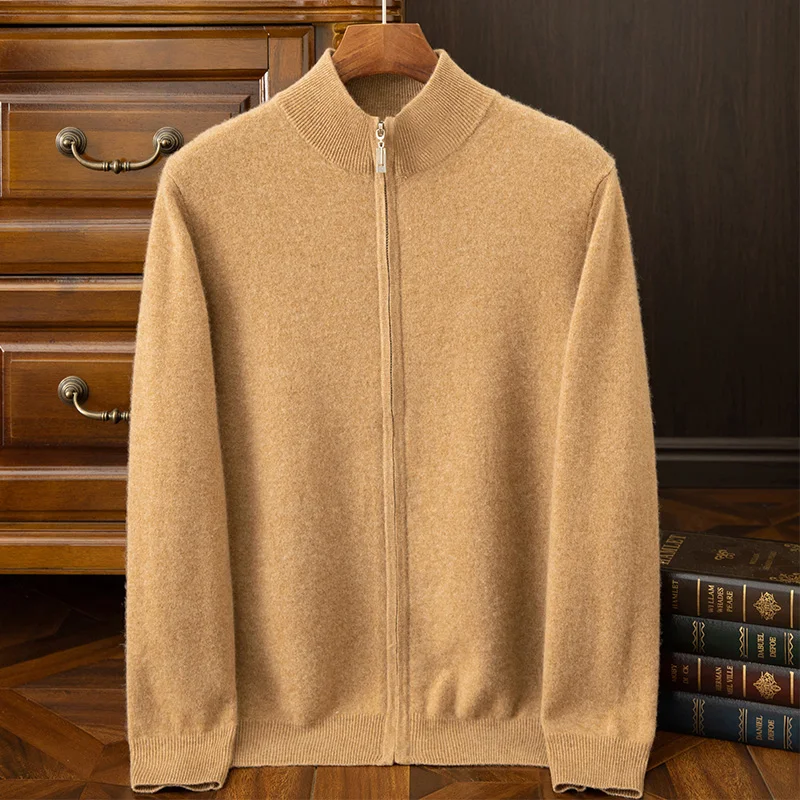 2024 Autumn/Winter New Collection (100% Cashmere) Men's Flat Zipper Versatile Sweater for Men