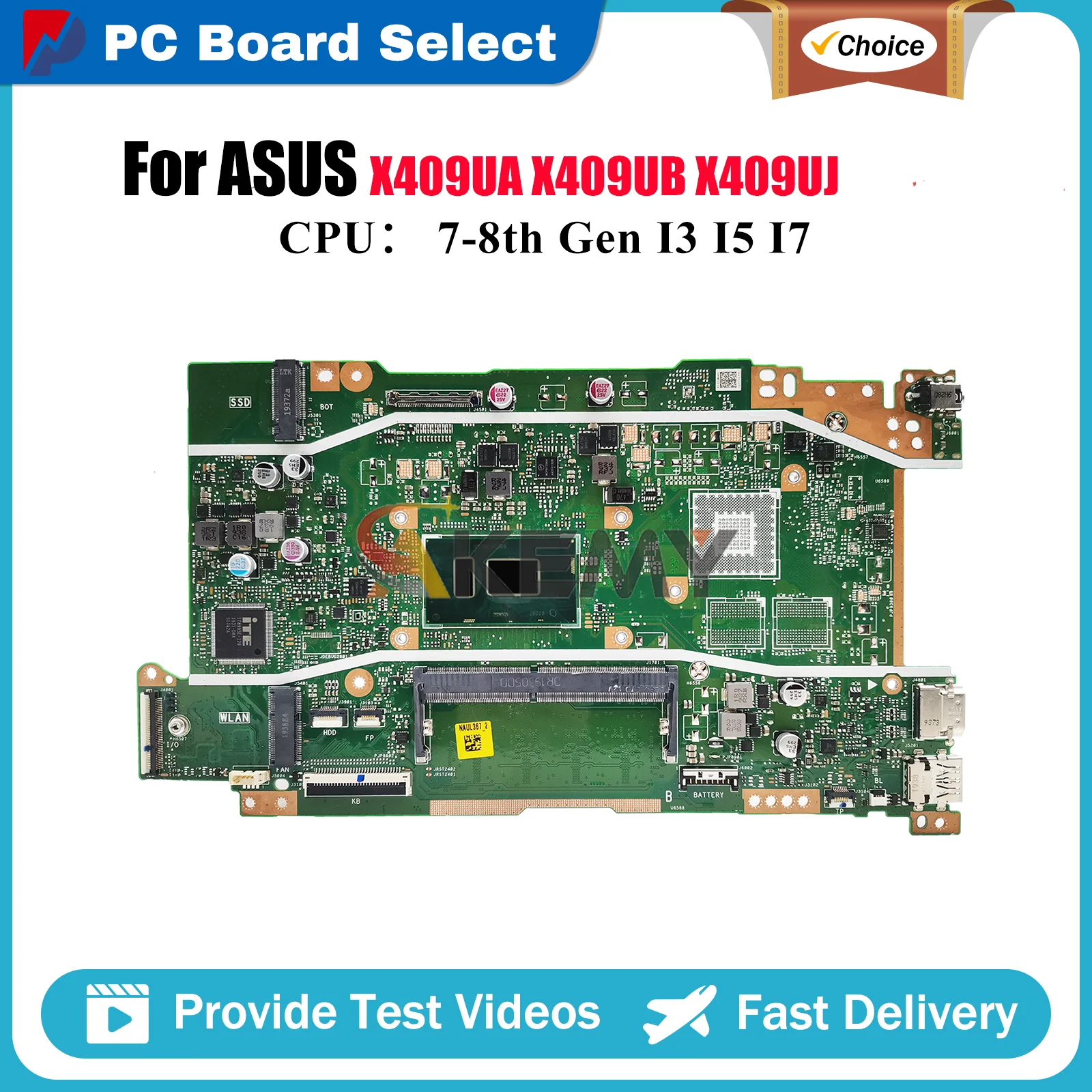 

X409UA Laptop Motherboard For ASUS VivoBook X409U A509U A409U F409U X409UB F509U X409UJ X409UA Mainboard I3 I5 I7 CPU tests OK