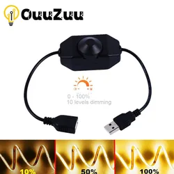 Interruttore Dimmer a manopola LED DC 5V cavo di prolunga da USB femmina a maschio con Controller rotante ON OFF bianco nero per luci a strisce LED