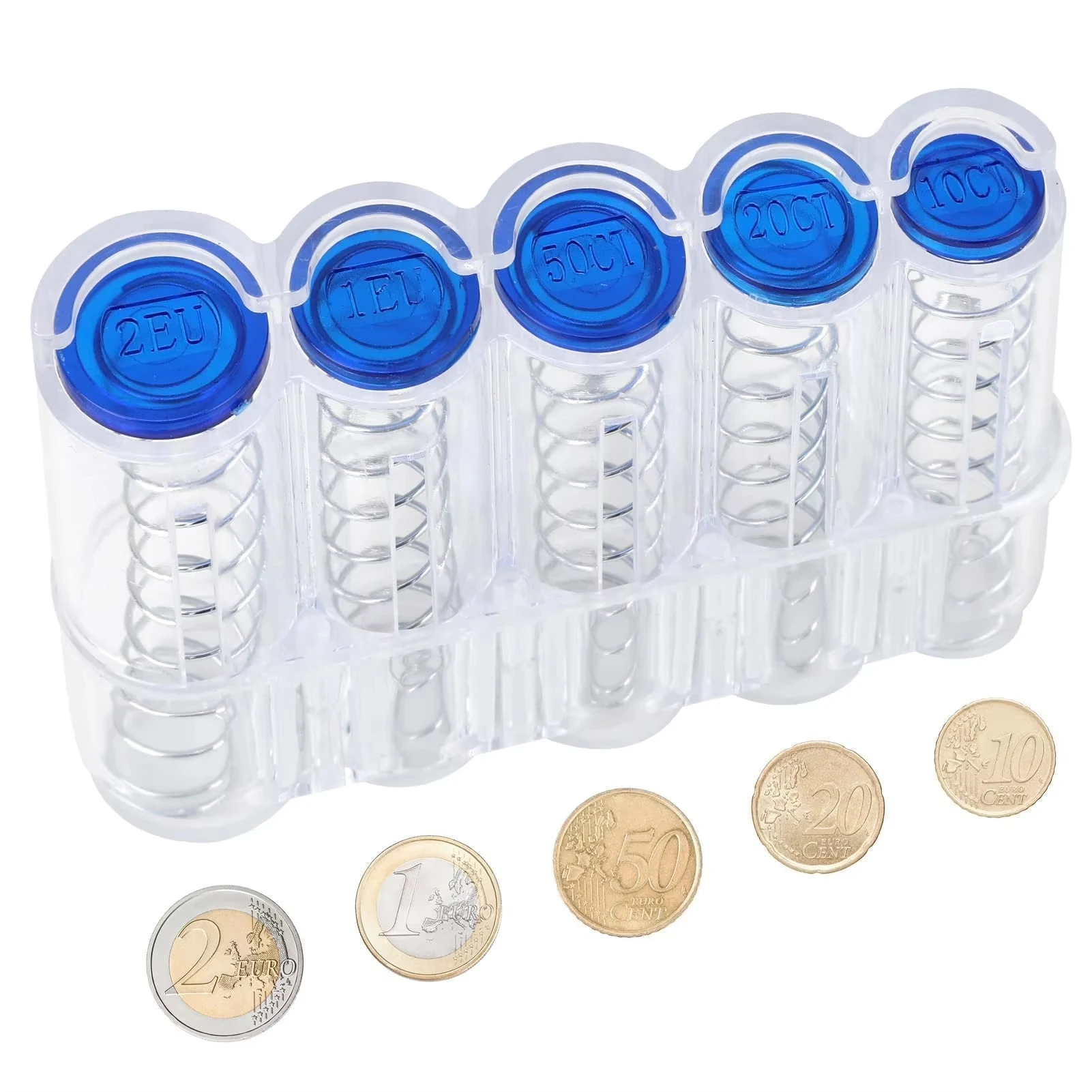 Euro Coins Storage Box Plastic Coin Dispenser Folder Easy Change Purse for Taxi Driver/Bar Restaurant Pack of 1/2 Organizer Case