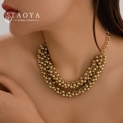 European and American Heavy Industry Metal Beads Exaggerated Necklace For 2024 Women's Fashion Jewelry Party Unusual Accessories