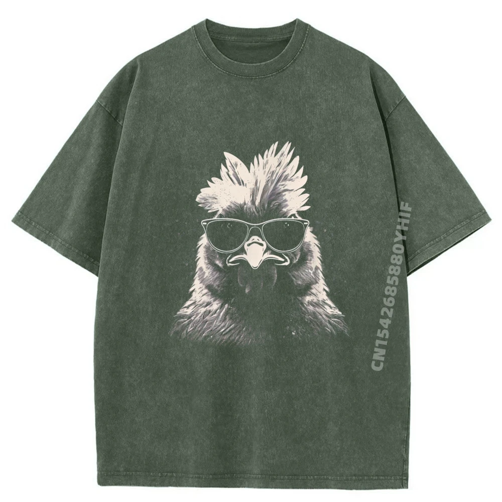 مضحك الدجاج بارد الكتابة على الجدران الفن الحضري الشارع لطيف المتضخم تي شيرت خمر غسلها القمصان النمط الصيني