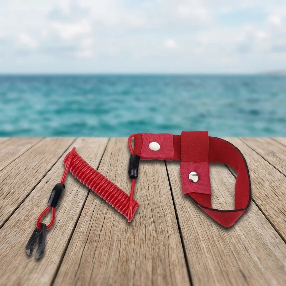 3pcs Boat Safety Lanyard for Engine Stop Switch with Floating Design Coiled Cord Stretches 90mm to 1m PU Nylon Wrist Strap Set