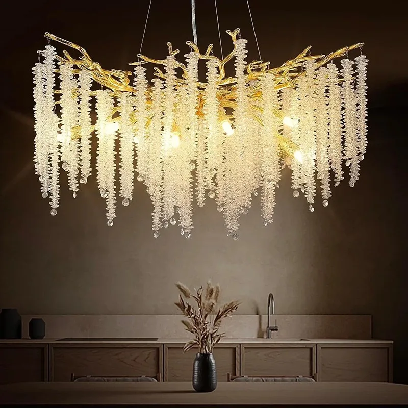 

Modern Crystal Chandelier Raindrop Lighting Kitchen Island Living Room Dining Room Pendant Light Luxury K9 Crystal Chandeliers