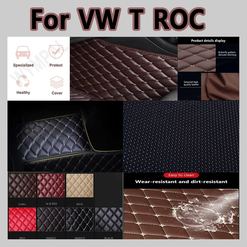 

Luxury Car Floor Mats For VW T ROC 2020~2022 AUTO DropShipping Center Interior Accessories Leather Carpets Rugs Foot Pads