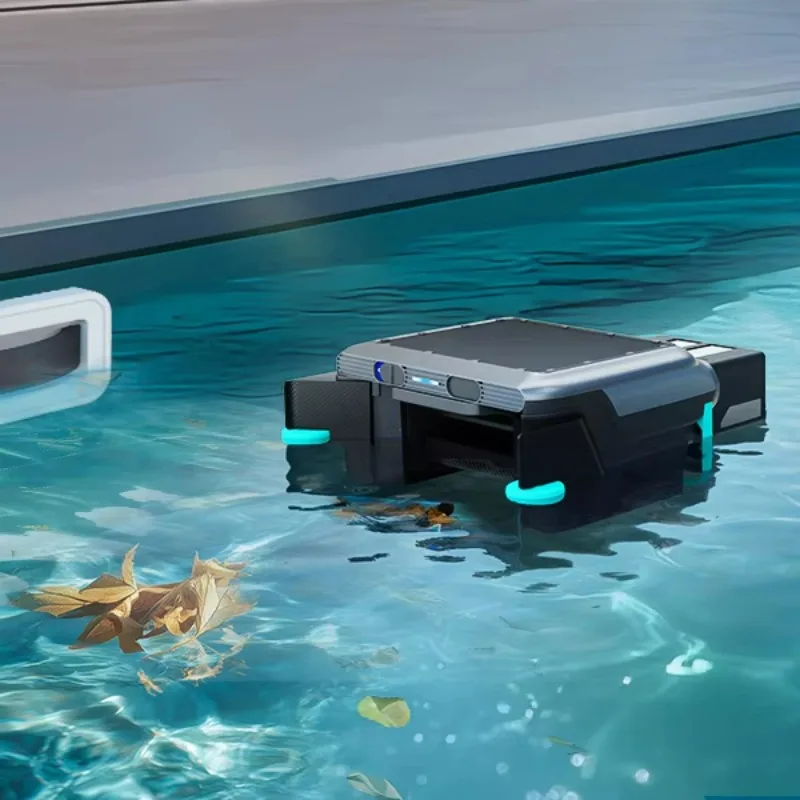 Robot Limpiafondos Automático con Energía Solar, Filtro de Plástico de Doble Carga, Robot Aspirador de Piscinas para Niveles Altos de Agua
