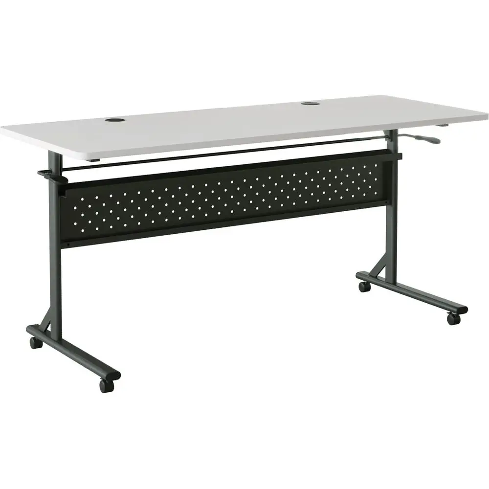 60 x 24 x 29.5 Black Steel Framed Gray Laminate Top Nesting Mobile Table