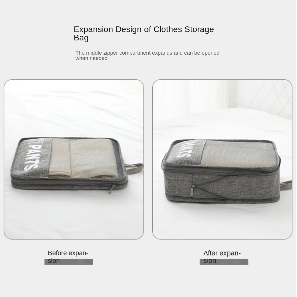 Grey Luggage Storage Bag Visualized Window Polyester Fiber Clothing Sorting Bag Dustproof High-Capacity