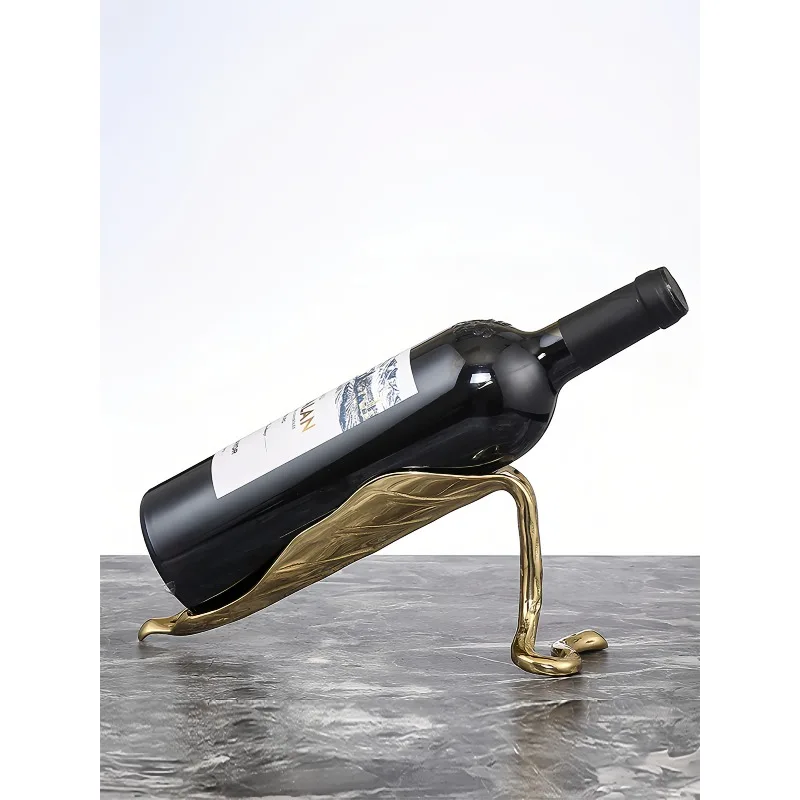 Brass red wine rack diagonally placed red wine tray, modern light luxury dining table ornament TV cabinet wine cabinet