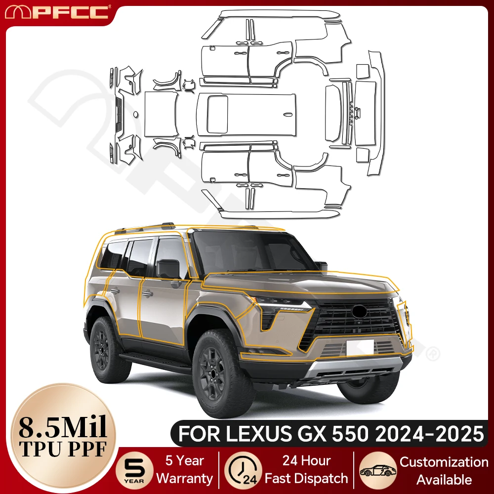 

For Lexus GX550 Luxury Premium Over 2024 2025 TPU Paint Protection Film Pre-cut PPF Car Body Anti-Scratch Clear Bra Resistant