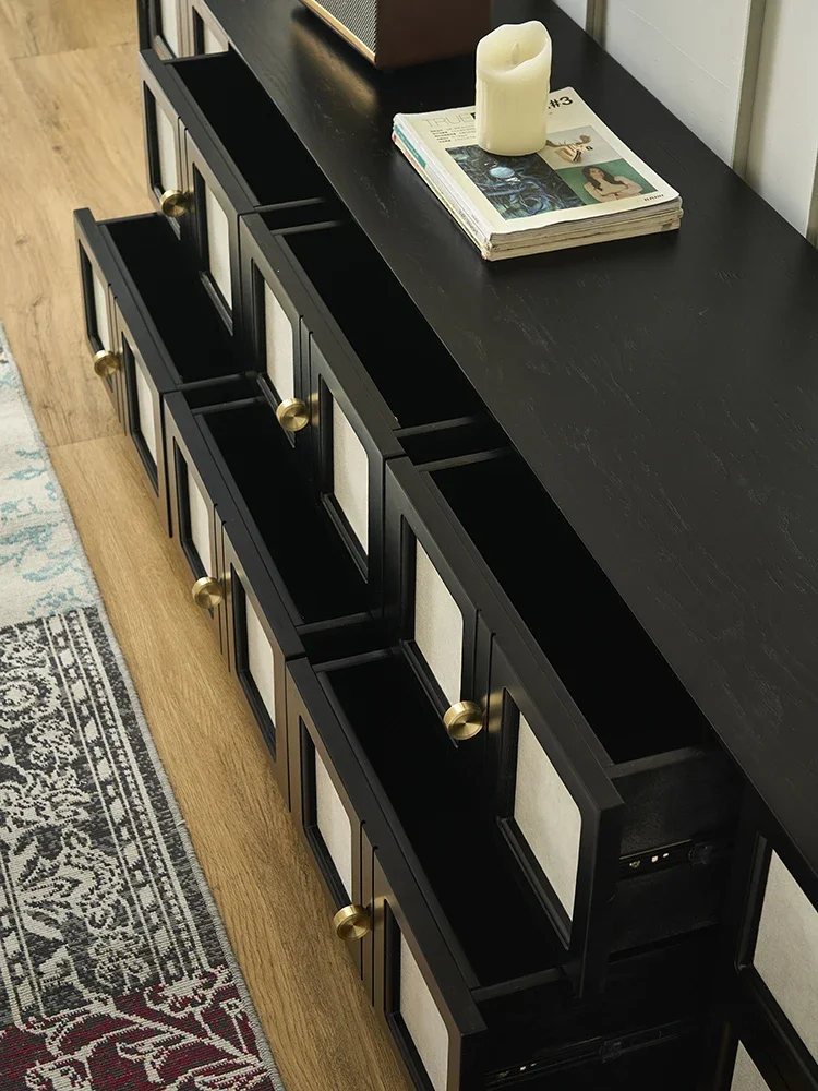 شقة صغيرة على طراز نانيانغ، خزانة منزلية صوتية وبصرية، خزانة منخفضة للأرضيات الخشبية الصلبة