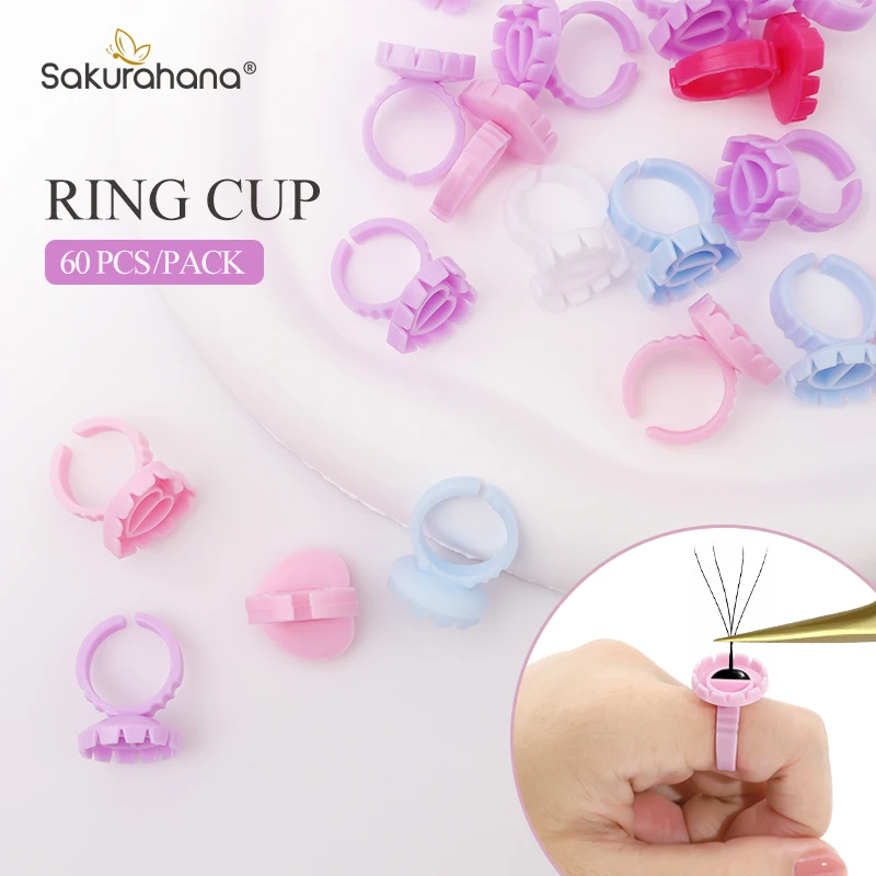 SAKURAHANA Forma di fiore Estensione ciglia Colla Tazza Nail Art Tattoo Pigmento Titolare Contenitore Innesto Ciglia Strumenti per il trucco