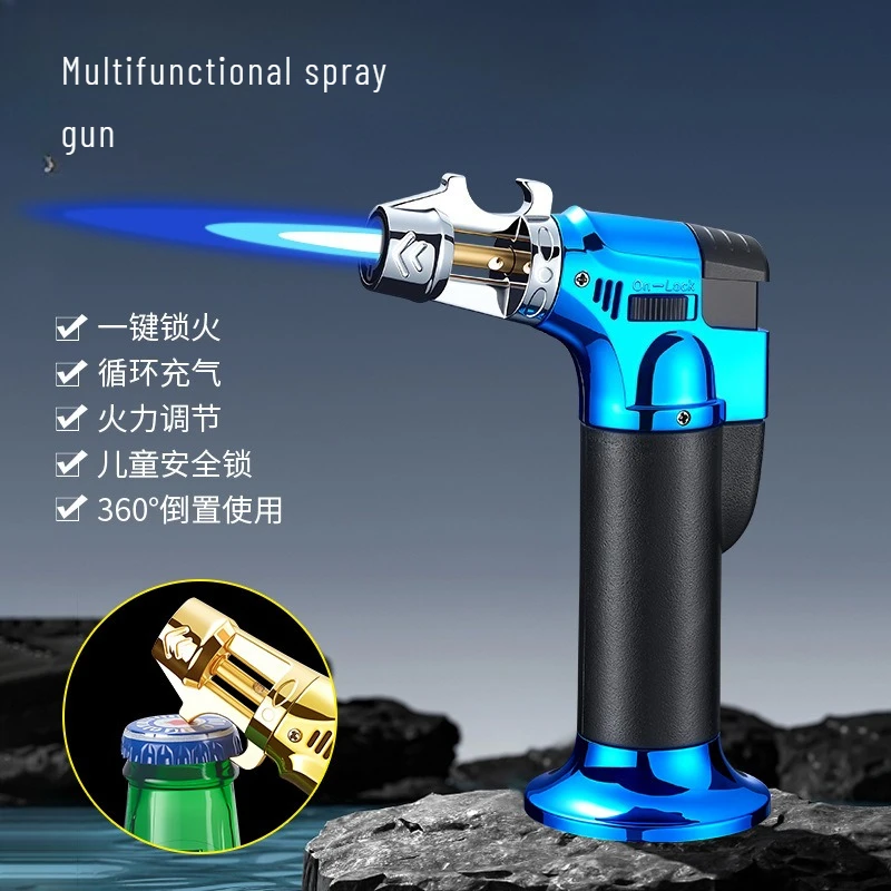 

Multi-functional Cigar Windproof Lighter, Spray Gun, Moxibustion Inflatable Igniter with Bottle Opener Cigarette Accessories