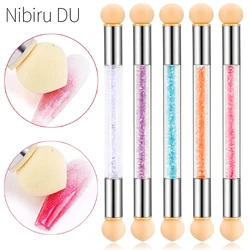 Double-Ended Gradient Shading Pen Schwamm Nagel bürste Picking Punkt bürsten Kopf Schwamm Strass Griff Nail Art Mal werkzeug