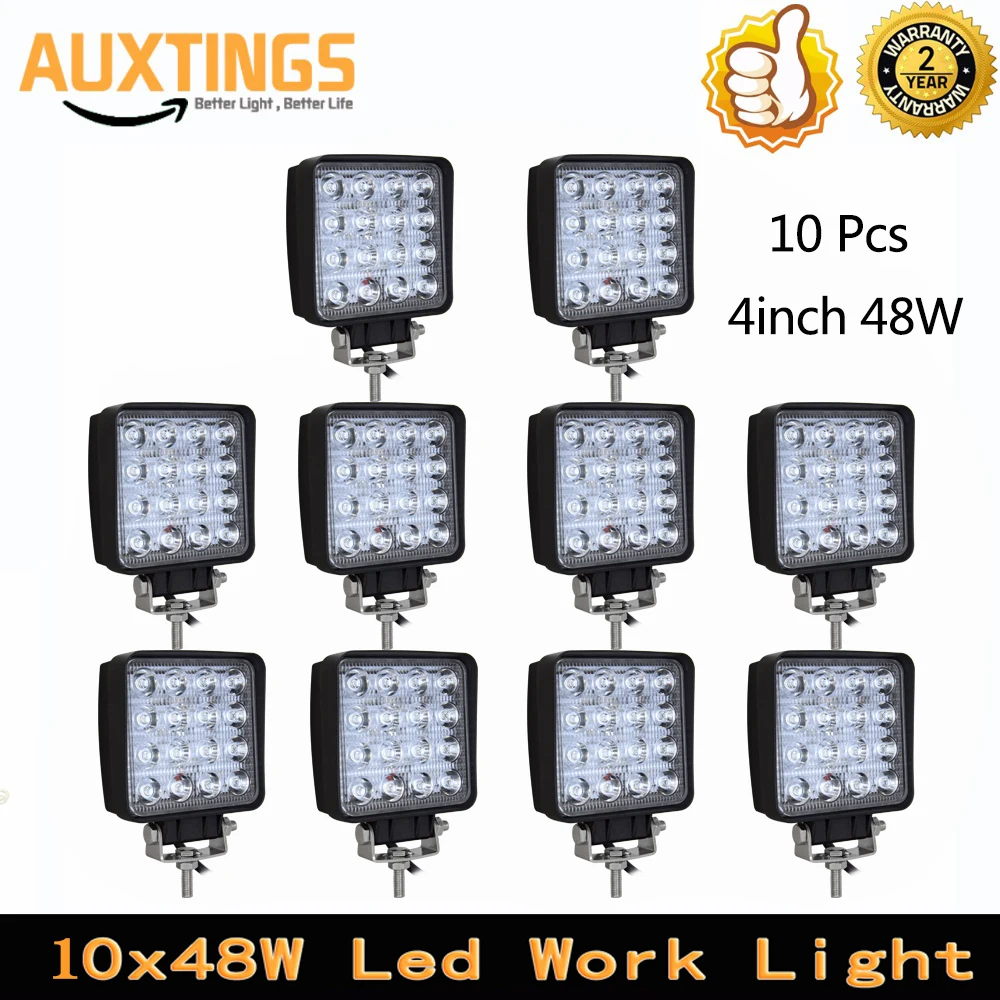 10PCS 48W led work light spot flood beam Offroad Driving Lights For 4x4 ATV Truck Tractor Motorcycle Lamp 12v 24v