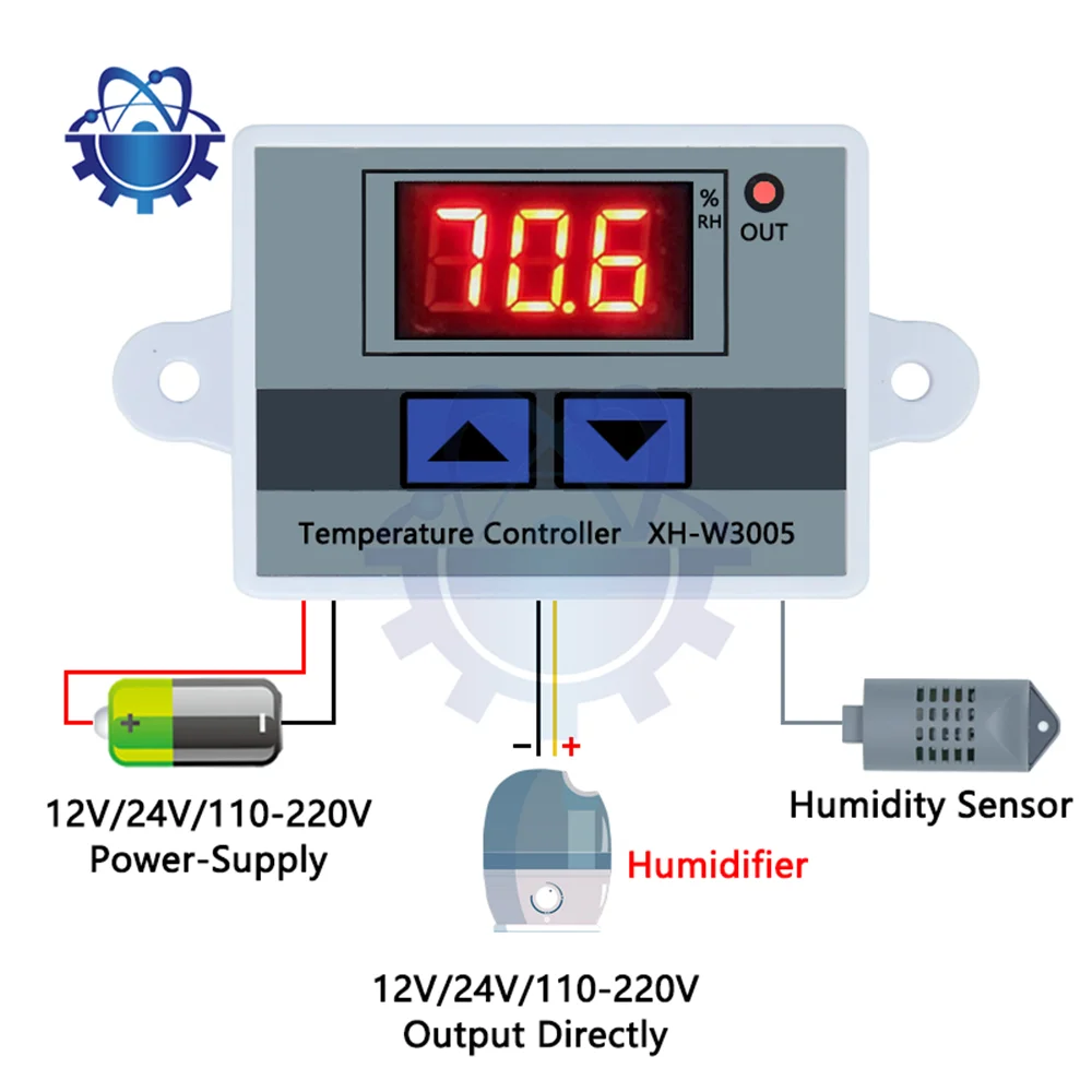 W3005 12V 24V 220V Digital Humidity Controller instrument Humidity control Switch hygrostat Hygrometer SHT20 Humidity sensor