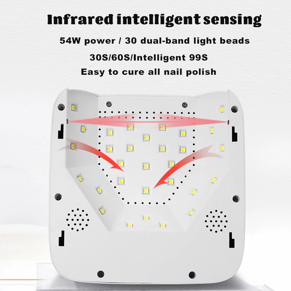 مصباح علاج الأظافر المهنية ، مصباح LED الأشعة فوق البنفسجية القابلة لإعادة الشحن لطلاء هلام ، S50 ، 54 واط