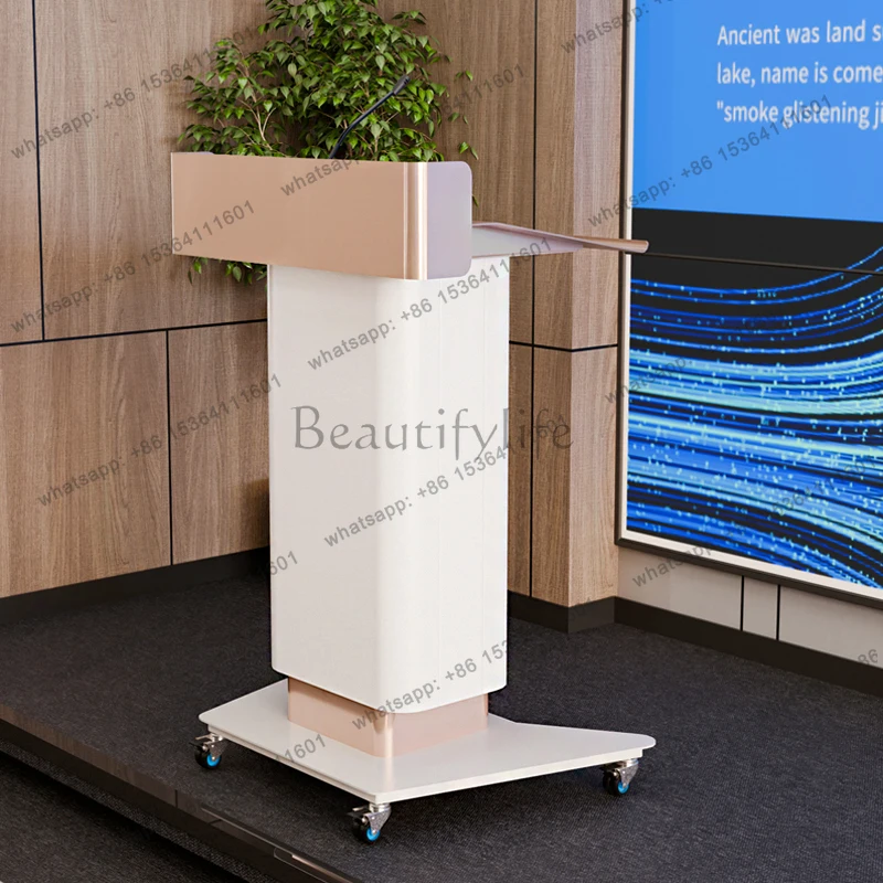 Electric Adjustable Lecture Podium Meeting Host School Teacher Mobile Podium
