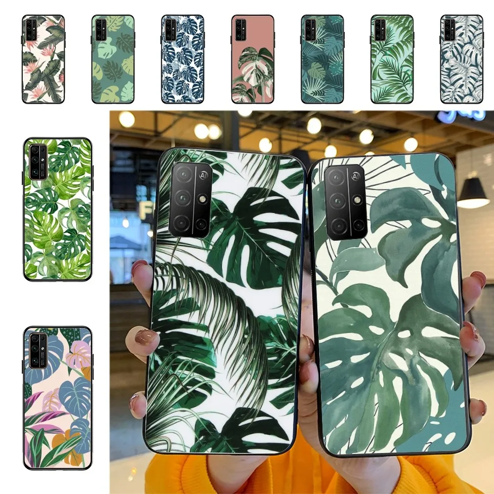 Чехол с зелеными листьями Monstera для телефона Huawei Honor 10 Lite 9 20 7A Pro 9X Pro 30 Pro 50 Pro 60 Pro 70 Pro Plus