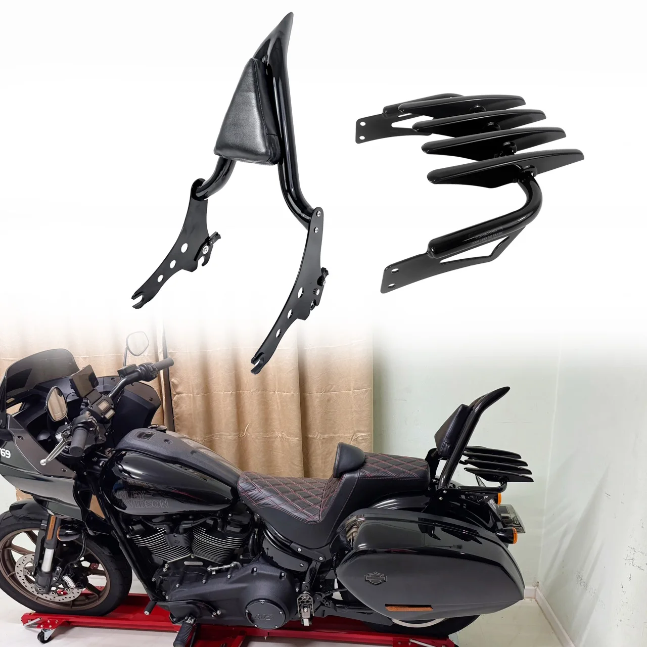 Motorcycle Rear Backrest Passenger Sissy Bar With Luggage Rack For Harley Softail Sport Glide FLSB Low Rider ST FXLR FXLRS 18-26