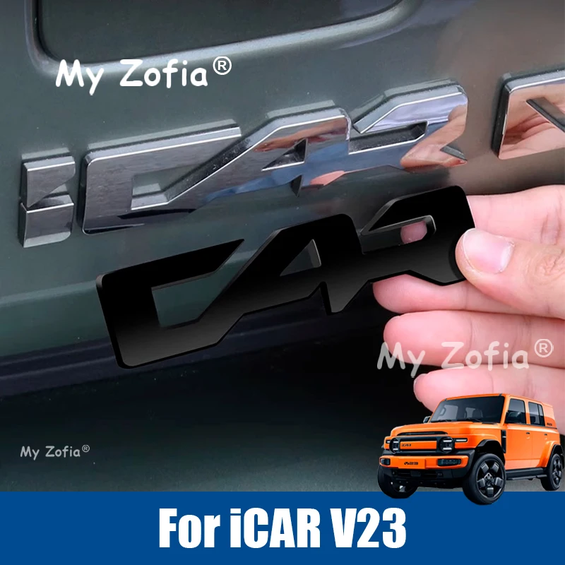 

For Chery iCAR V23 iCAUR V23 2025 2026 Car Black Label Sticker Car Front Logo Frame Head Bumper Decor Sticker Cover Accessories