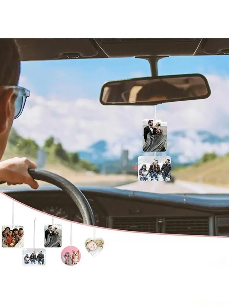 

D46E 100 Pieces Sublimation Air Freshener Sheet Car Scented Hanging Sheets Blanks Set