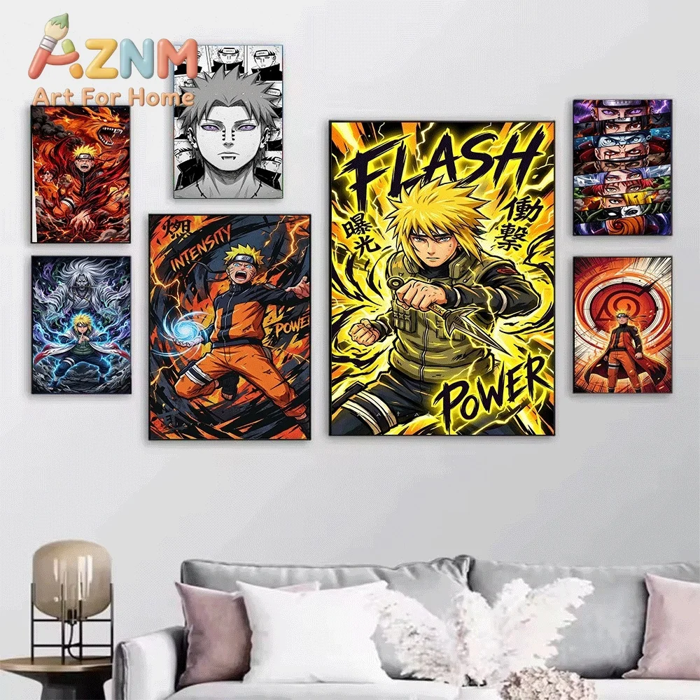 Anime Naruto Canvas Wall Art Naruto Bright Yellow Background Portrait Poster Unframed Canvas Painting Bedroom Living Room Home