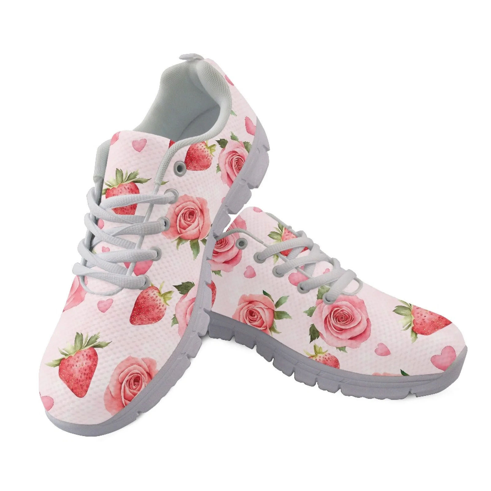 Coloranimal Strawberry Rose New Design Running Shoes Men Tennis Shoes Lace Up Fitness Shoes for Mens