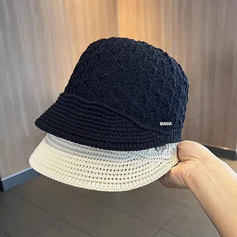 Hat Women's Hollow Breathable Knitted Cap Ladies All-match Fashion Foldable Equestrian Baseball Cap Hollow Design