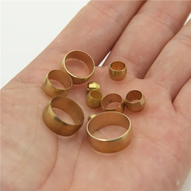 10Pcs Brass Double taper ferrule 4 5 6 8 10 12 14mm OD Compression Sleeve seal ring fittings Tube centralized lubrication system