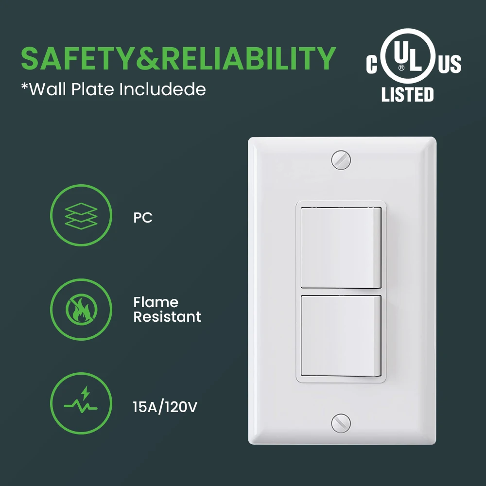 One equipped with American standard double switch, large size, PVC white panel, wall panel light switch socket cover, family ess