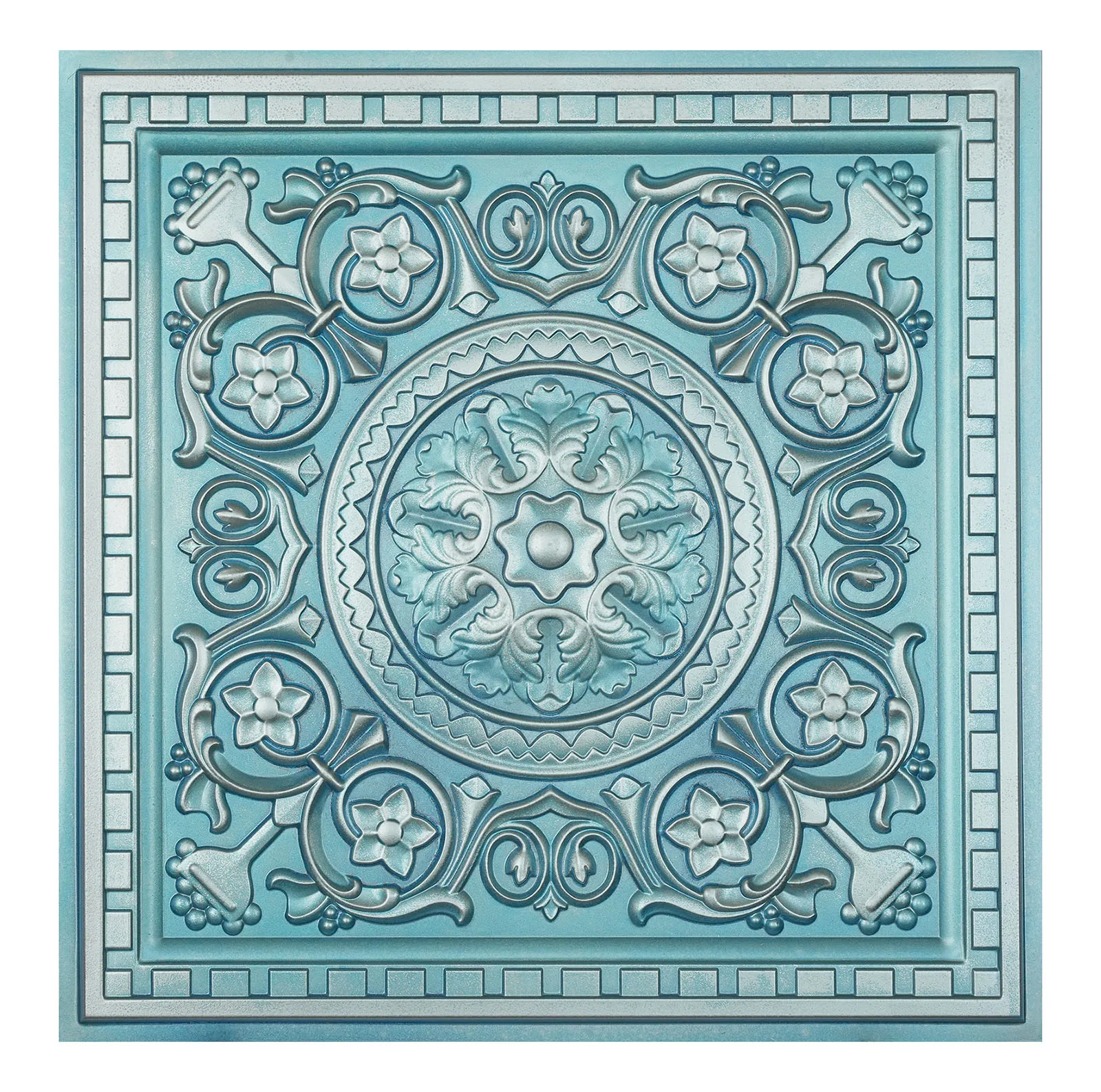 Pressed Tin Ceiling Tile, Suspended Wall Panels, for Public house PL83 Cyan silver 10pcs/lot