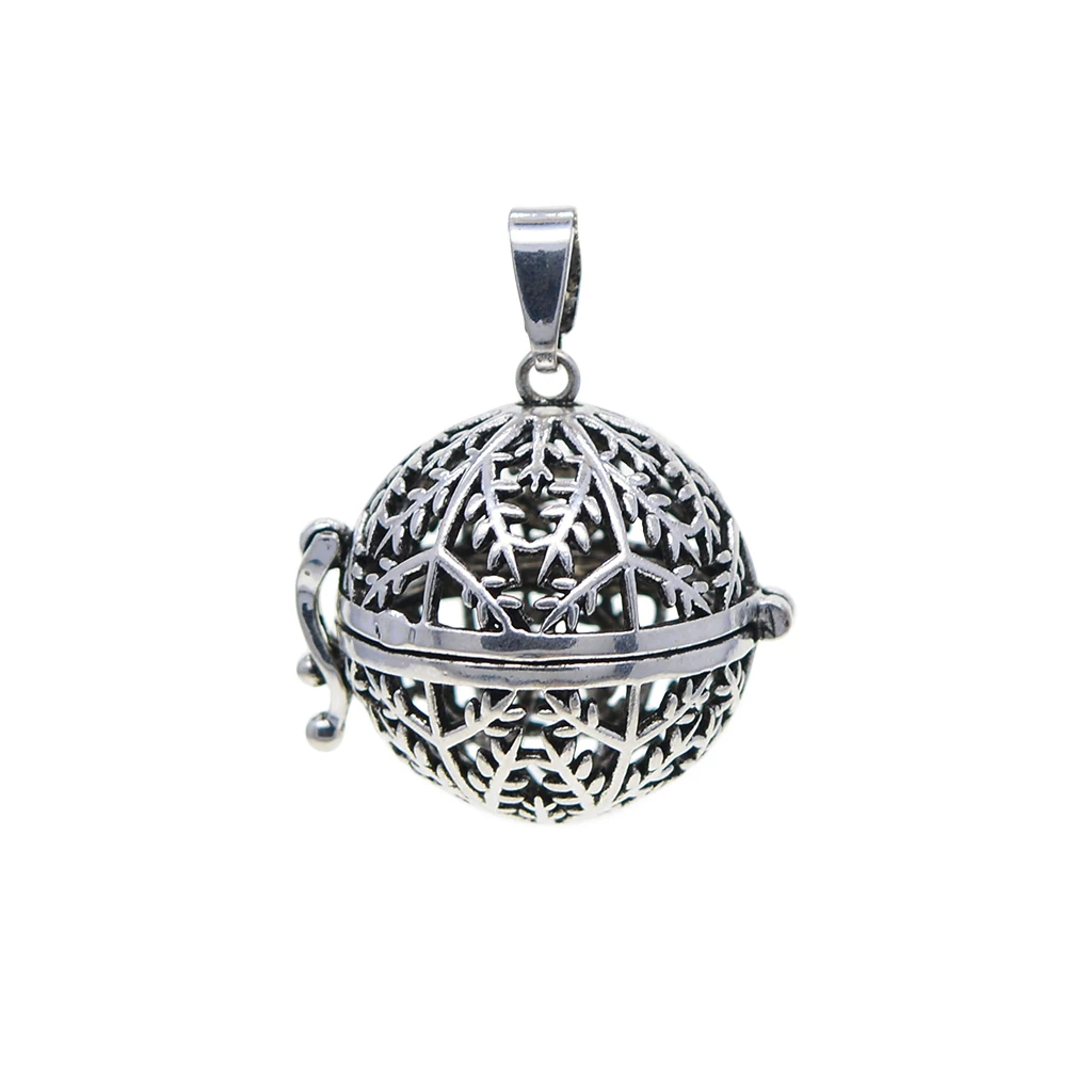 Una jaula de medallón de escama de nieve de Latón chapado en platino, 3D, Navidad, invierno, gemas DIY, perfume, COLLAR COLGANTE, arte para el hogar