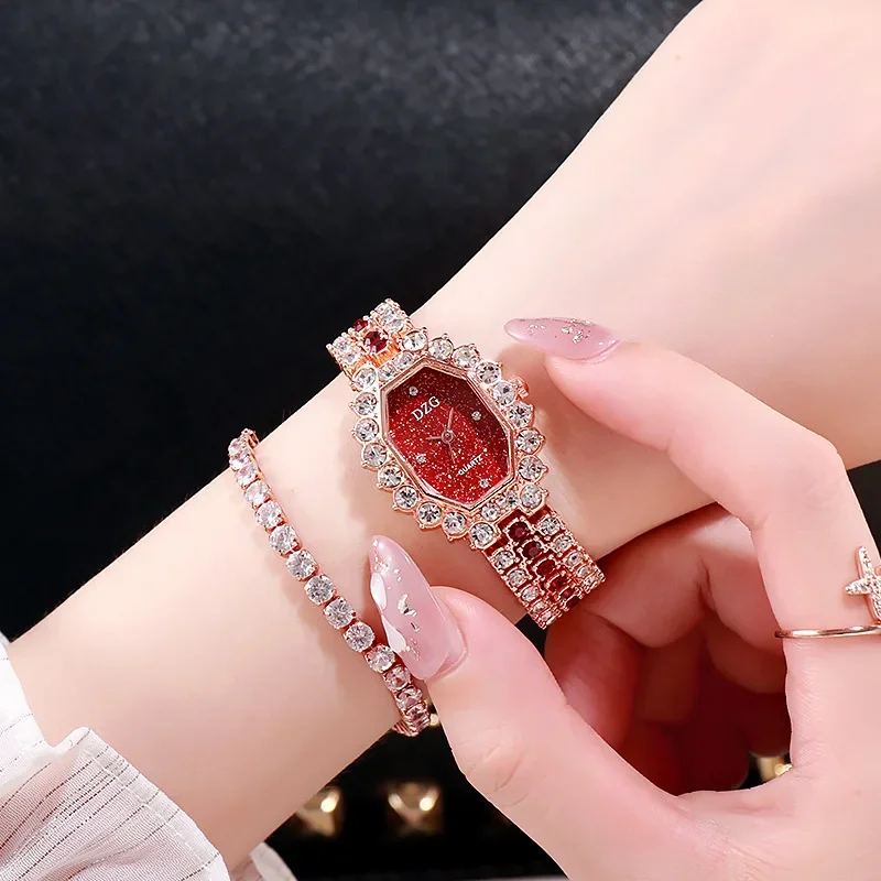 Reloj cuadrado de pulsera para mujer, reloj de diamante completo, reloj de cielo estrellado informal a la moda, no con pulsera, nuevo