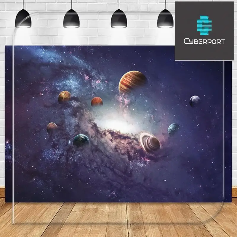210Cmx150cm Cosmic Planet Starry Night Photography Background Cloth Children's Photo Portrait Birthday Party Decor,D Easy To Use