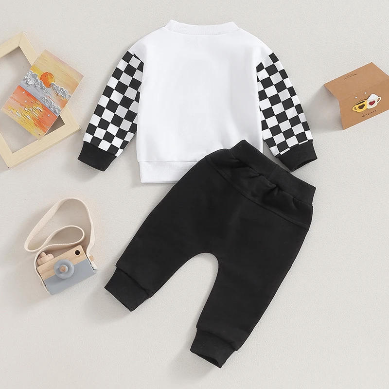 Infant Boys Clothing Set Toddler Graphic Print Crew Neck Pullover and Jogger Pants Outfit Newborn 2 Piece Ensemble