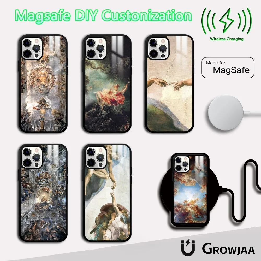 

Michelangelo Creation Of Adam Phone Case For IPhone 16 15 14 13 12 11 Pro Max Plus Mini Magsafe Mirror Wireless Magnetic Cover