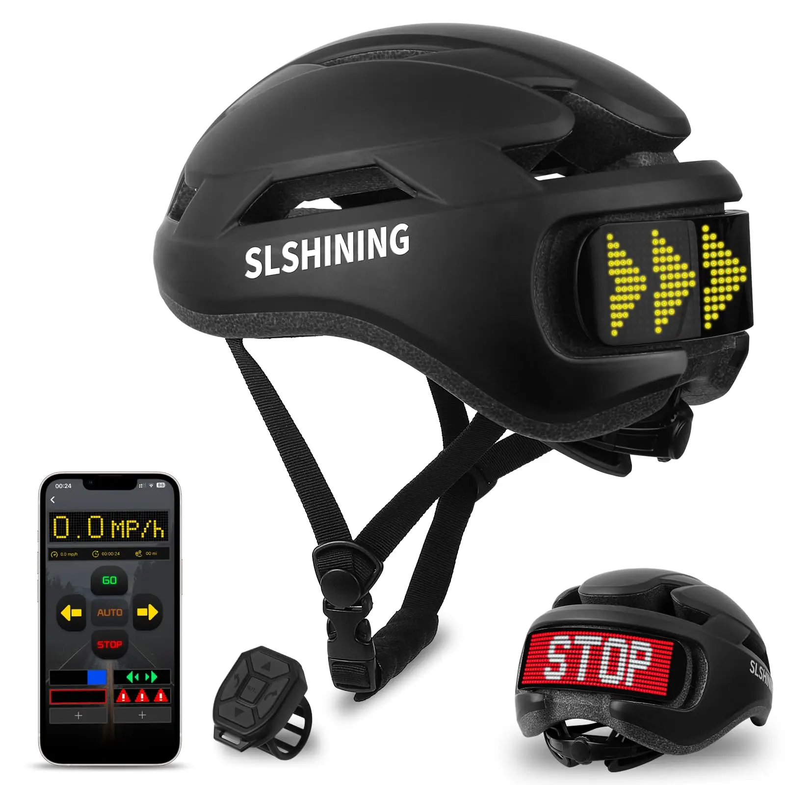 AliExpress SLSHINING Bike Helmet with Light, LED Display Helmet with APP Control DIY Led Screen Bicycle Helmet for Scooter Cycling Skating