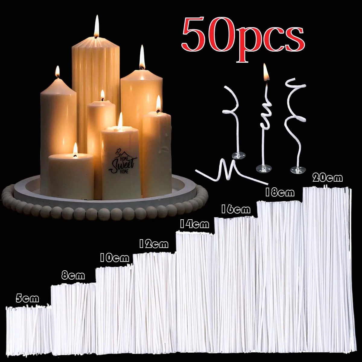 50Pcs 5-20Cm Kerze Dochte Gewachste Baumwolle Set Rauchfreien Wachs Kern DIY Soja Wachs Kern Wachs Dochte für Kerzen Machen Liefert Großhandel