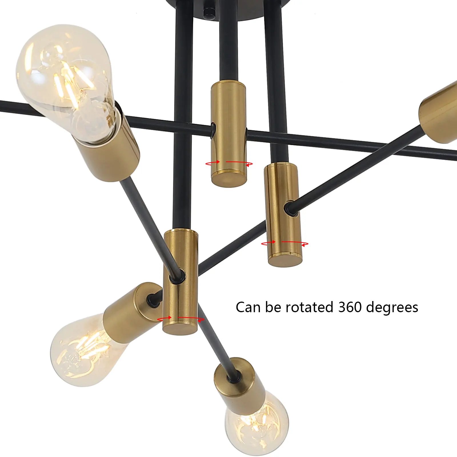 Candelabro de cristal de 6 luces, luz de techo empotrada, lámpara colgante para sala de estudio