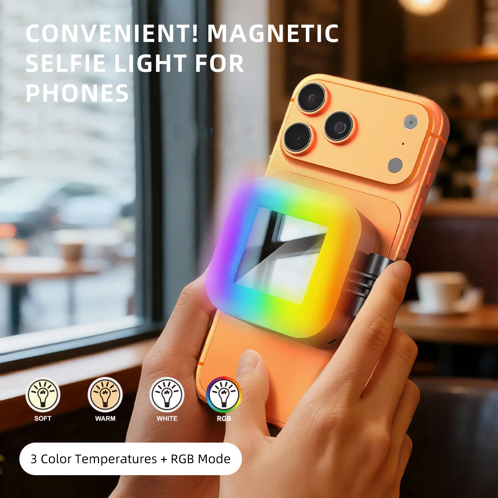 

Mini RGB Phone Fill Light for MagSafe iPhone Android Magnetic Portable Selfie Video Light with Mirror for Makeup Vlogging