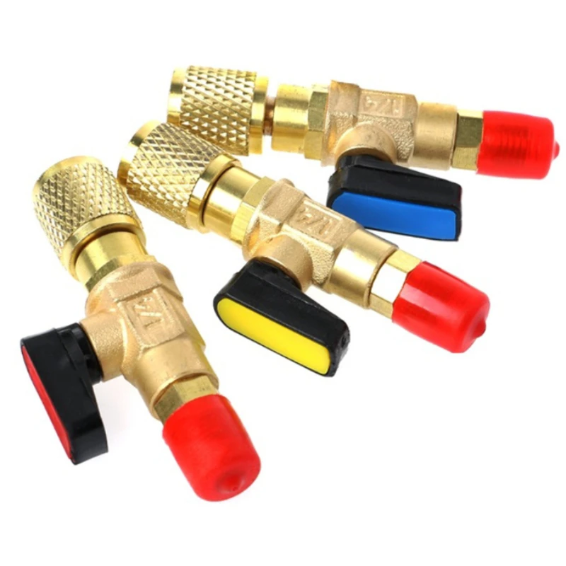 

Three Color SAE Straight Through Ball Valve with 1/4 "external Thread To 1/4" Internal Thread Refrigerant R22 AC Load