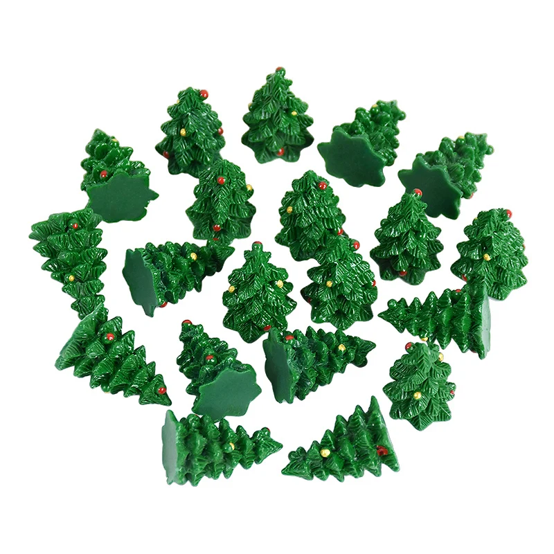10Pcs Mini Christmas Tree Figurine Garden Decor Kid Toy Miniature Landscape Ornaments Statue Resin Craft For Home